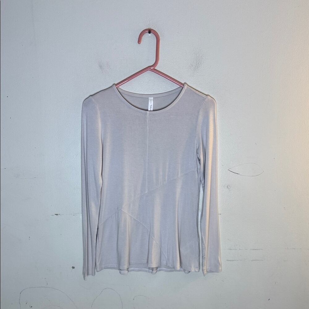 Tahari Tee tan Patchwork Long Sleeve Top Size XS